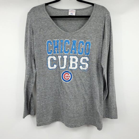Chicago Cubs Womens V Neck Top Large MLB Baseball Long Sleeve - Picture 7 of 7